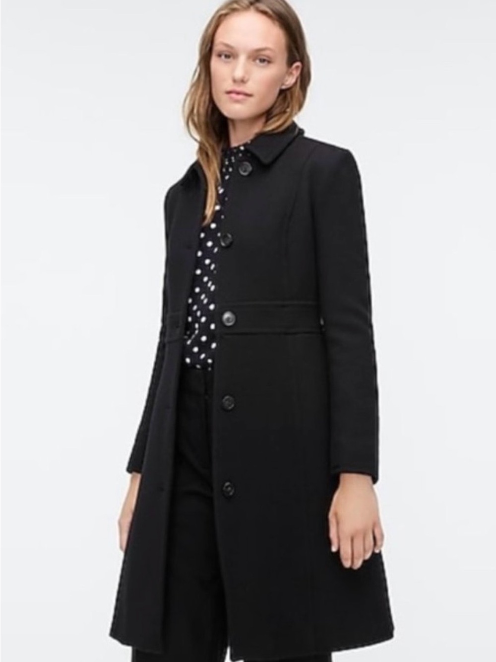 JCrew Black Women's Italian Double Cloth Wool Coat